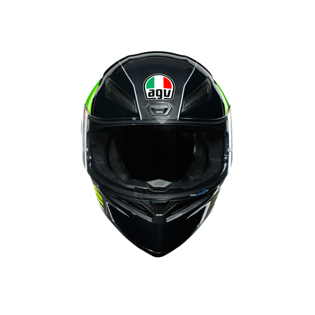 Шлем  AGV  K1 POWER GUNMETAL/WHITE/GREEN