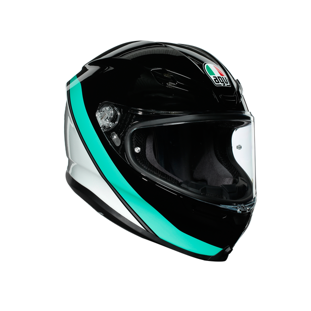 Шлем  AGV  K6 MINIMAL BLACK/PEARL WHITE/AQUA